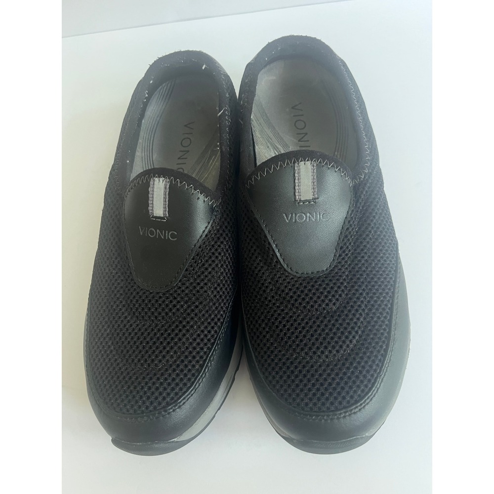 Vionic Heritage Walking Shoes Black Mesh Slip On Sneakers H331HERITAGE Size 9